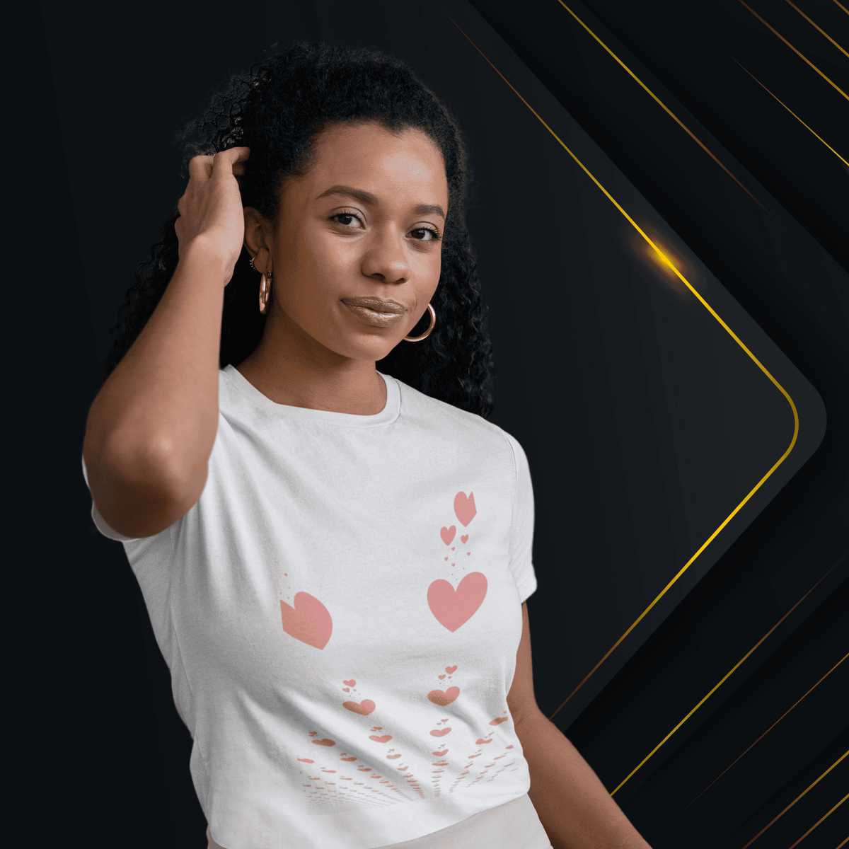 Nome do produto: Camiseta Feminina T-shirt Corações