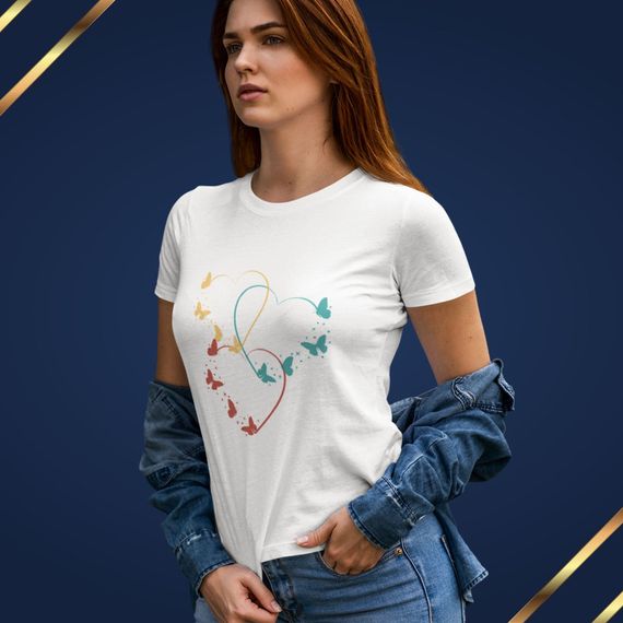 Camiseta Feminina Baby Long Corações