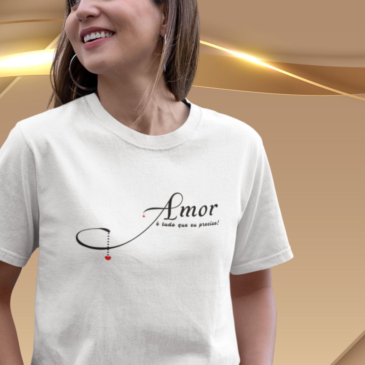 Nome do produto: Camiseta Feminina T-shirt Amor É Tudo O Que Eu Preciso