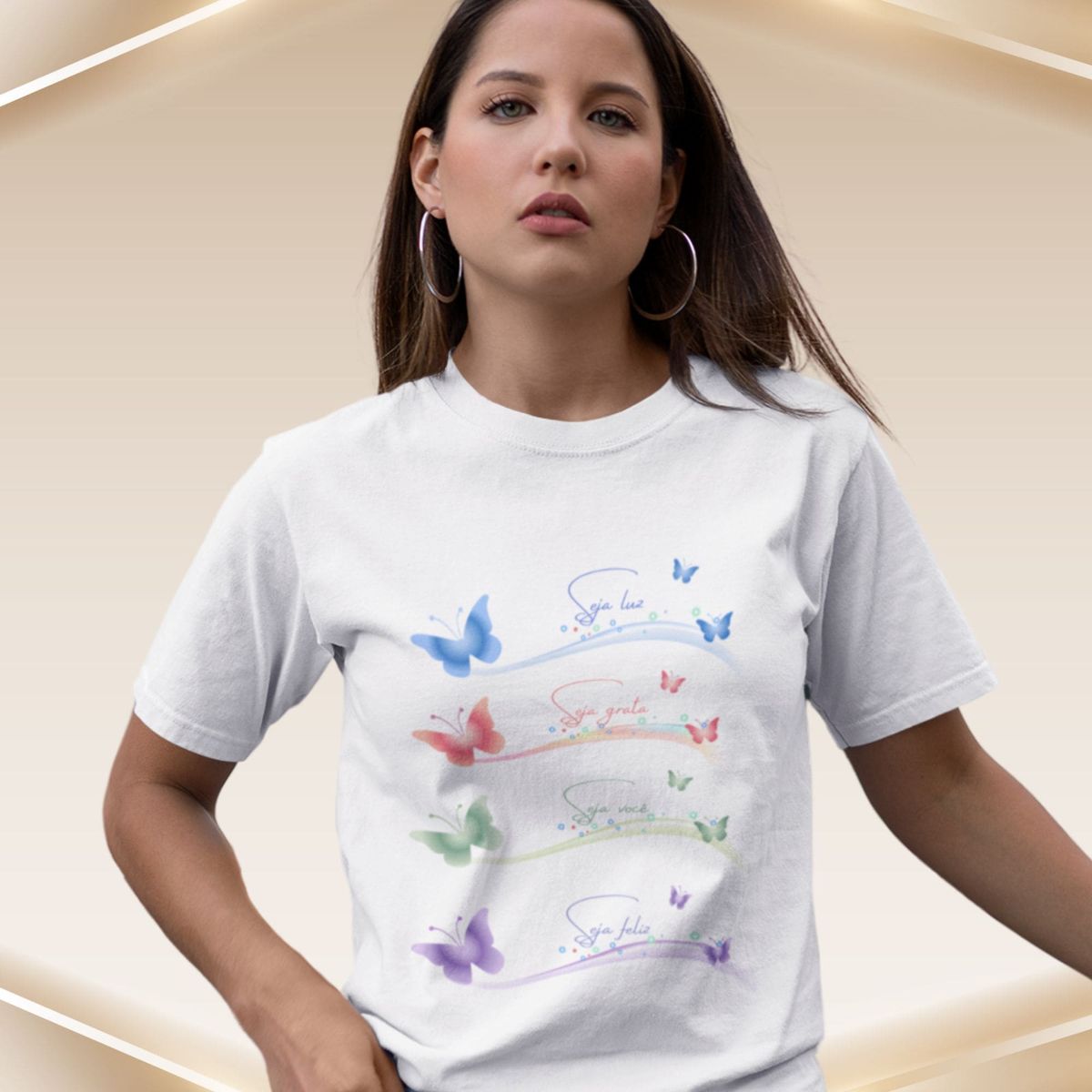 Nome do produto: Camiseta Feminina T-shirt Simplesmente Seja