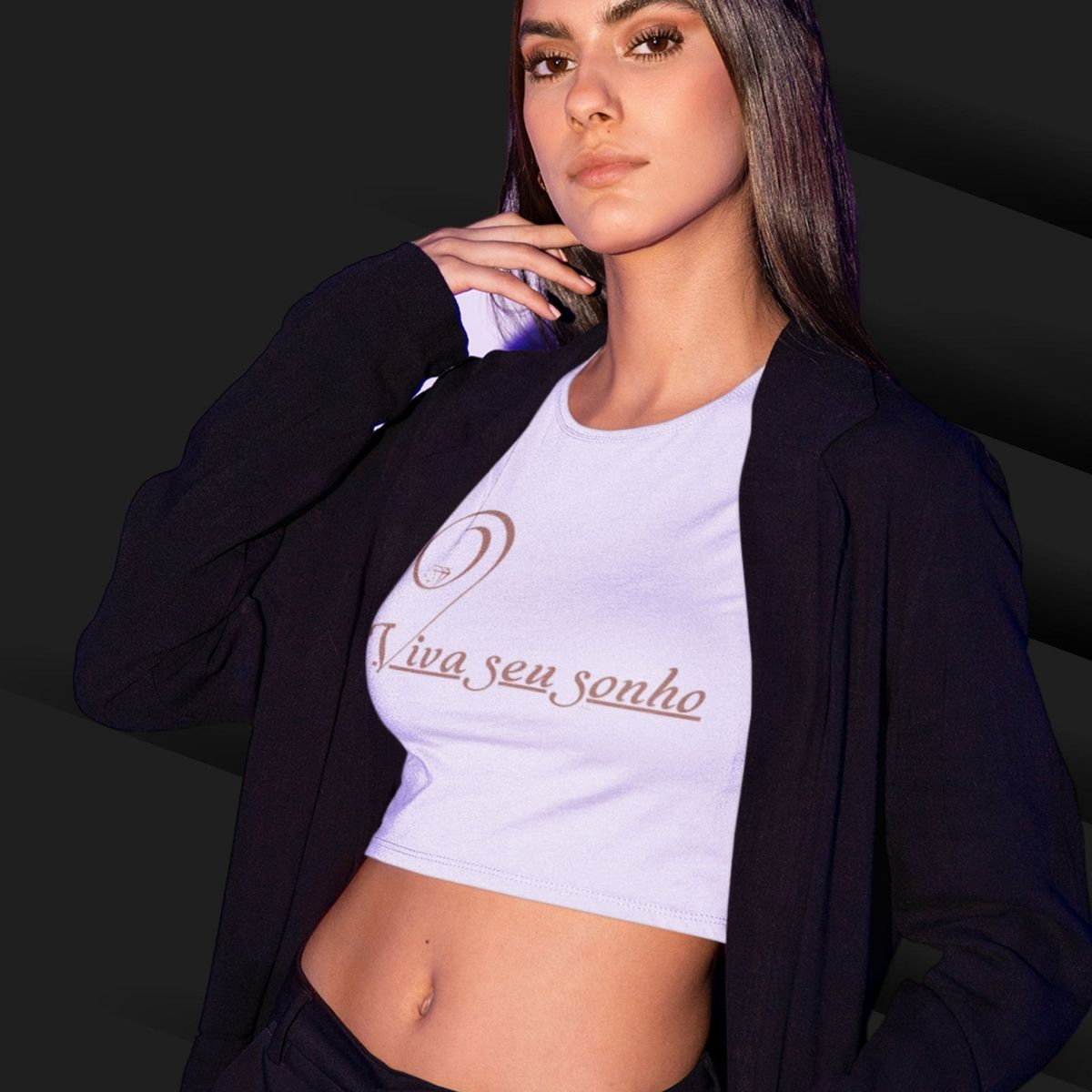Nome do produto: Camiseta Feminina Cropped Viva Seu Sonho