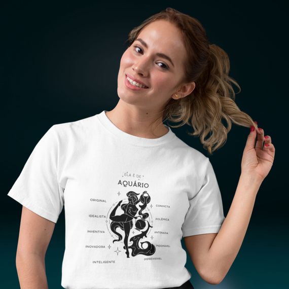 Camiseta Feminina T-shirt Signo-Aquário