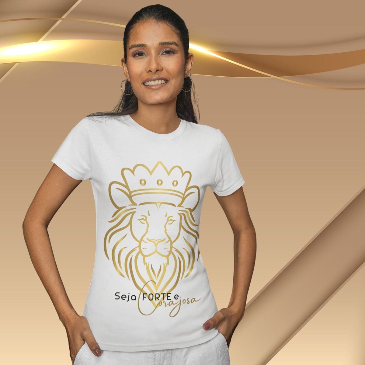 Nome do produto: Camiseta Feminina Baby Long Seja Forte E Corajosa