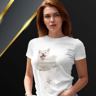 Camiseta Feminina Baby Long Cãozinho Feliz