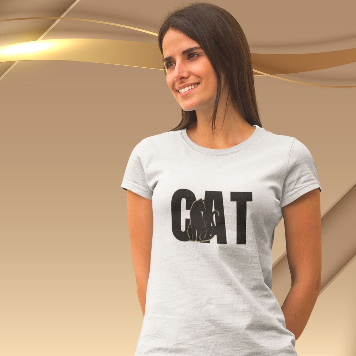 Nome do produto: Camiseta Feminina Baby Long Cat