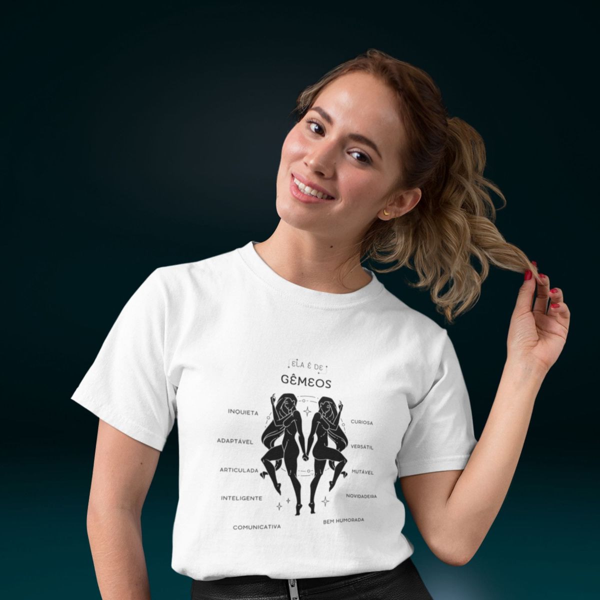 Nome do produto: Camiseta Feminina T-shirt Signo-Gêmeos