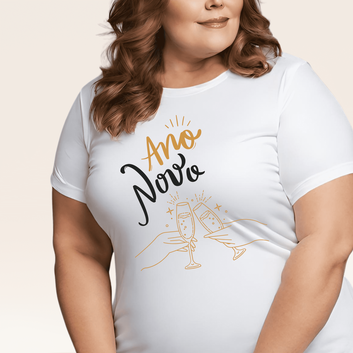 Nome do produto: Camiseta Feminina Plus Size Coleção Fim De Ano