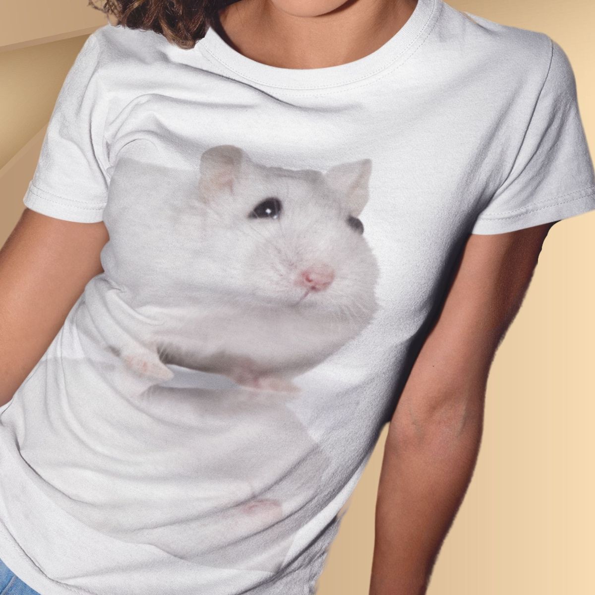 Nome do produto: Camiseta Feminina Baby Long Hamster Fofo