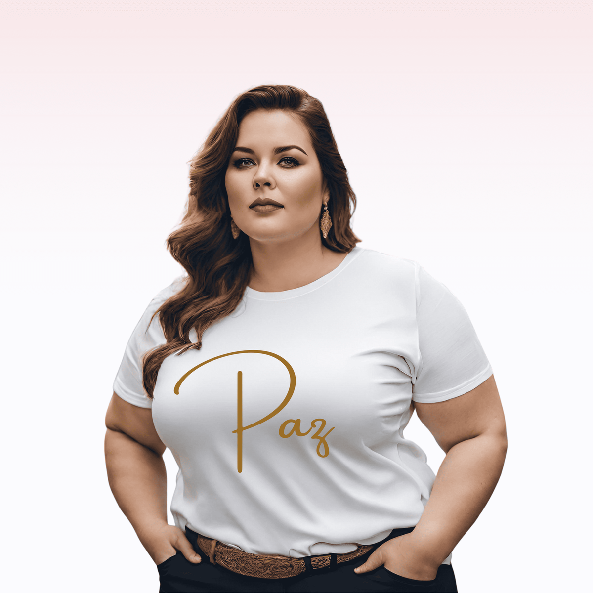 Nome do produto: Camiseta Feminina Plus Size Paz
