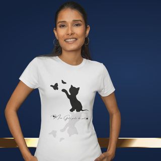 Nome do produtoCamiseta Feminina Baby Long Meu Gatinho Preto Da Sorte