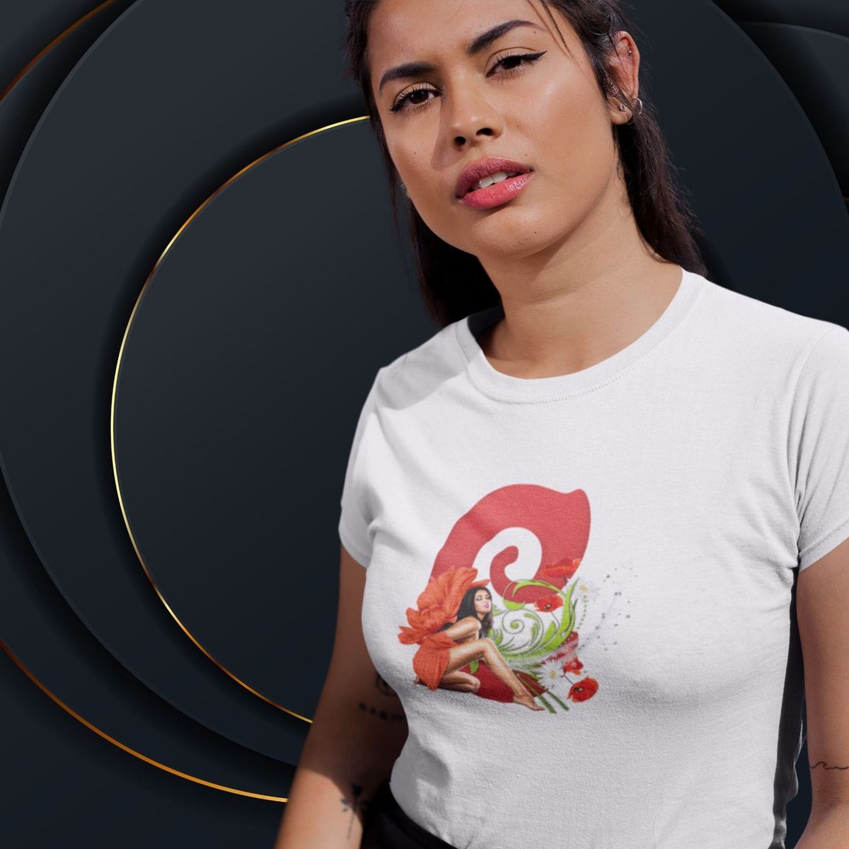 Nome do produto: Camiseta Feminina Baby Long Letra-C