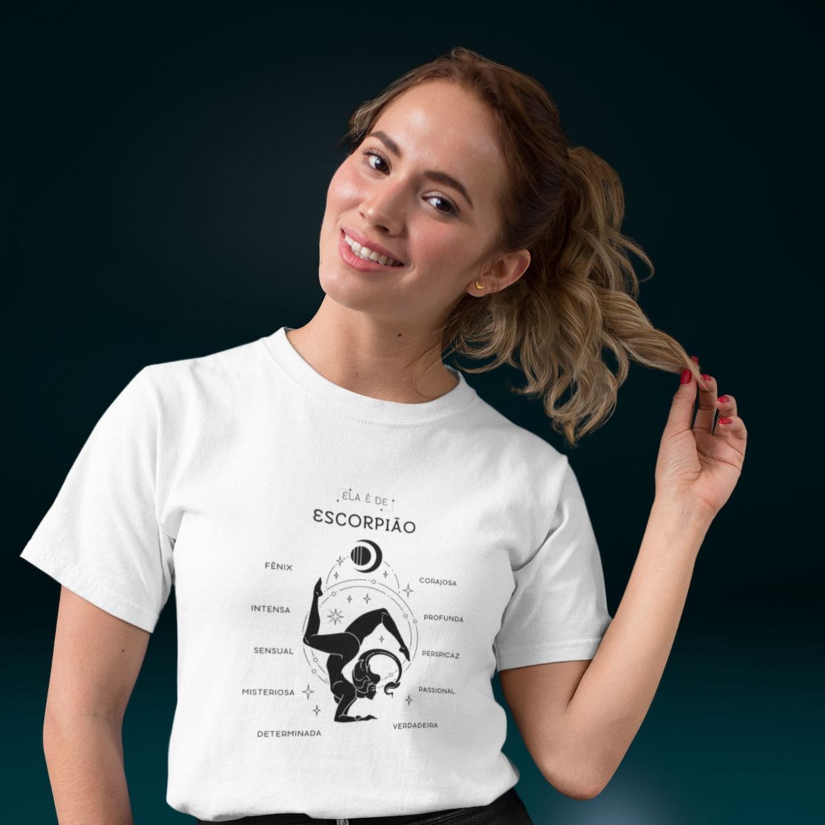 Nome do produto: Camiseta Feminina T-shirt Signo-Escorpião