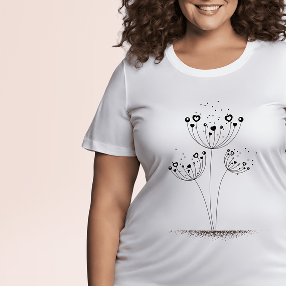 Camiseta Feminina Plus Size Coleção Flores
