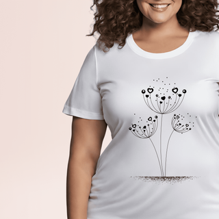 Camiseta Feminina Plus Size Coleção Flores