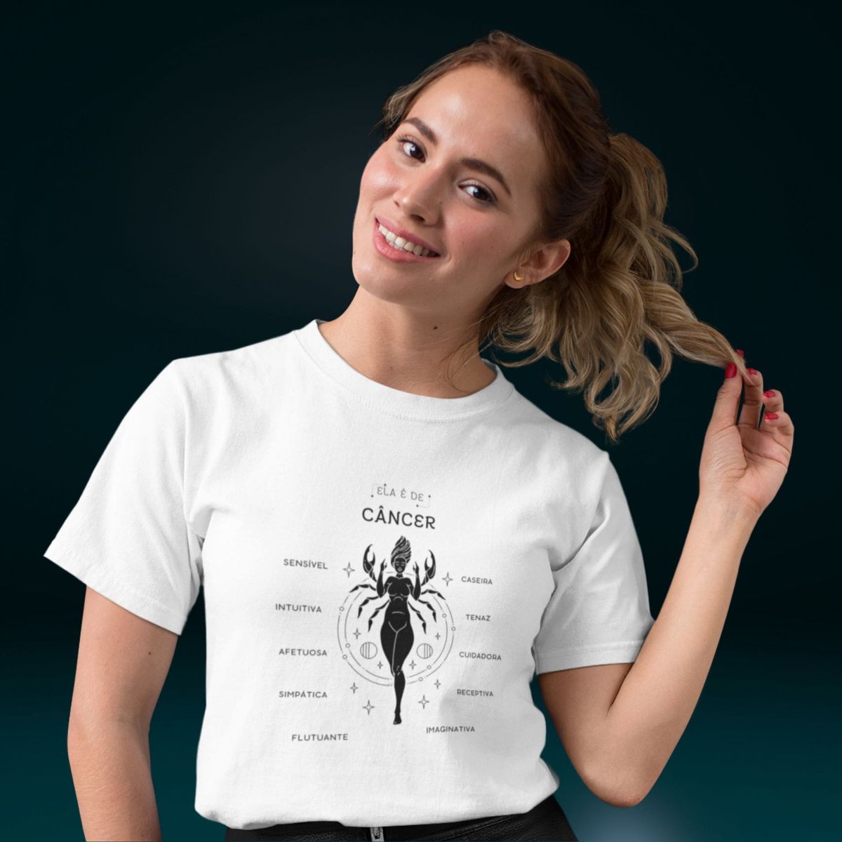 Nome do produto: Camiseta Feminina T-shirt Signo Cãncer