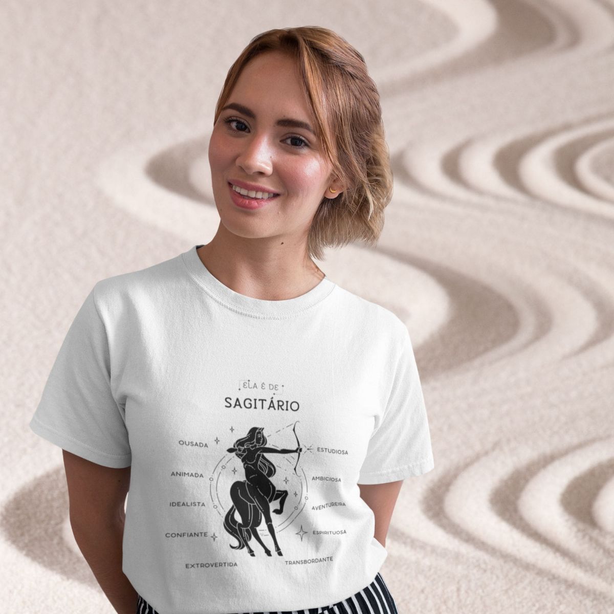 Nome do produto: Camiseta Feminina T-shirt Signo-Sagitário