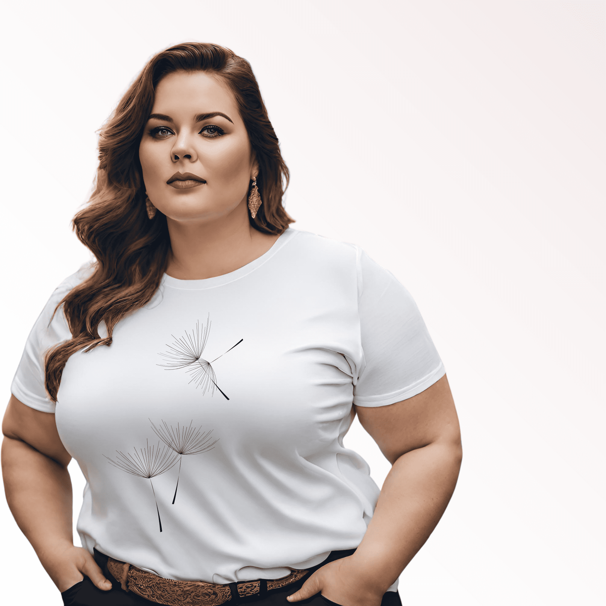 Nome do produto: Camiseta Feminina Plus Size Coeleção Flores