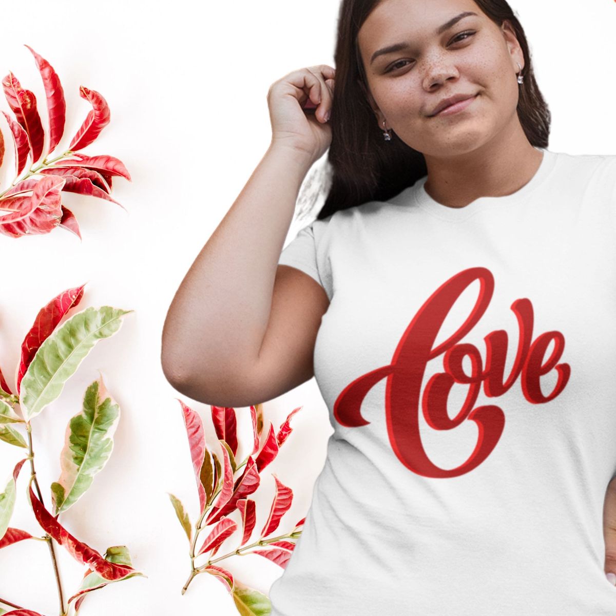 Nome do produto: Camiseta Feminina Plus Size Love