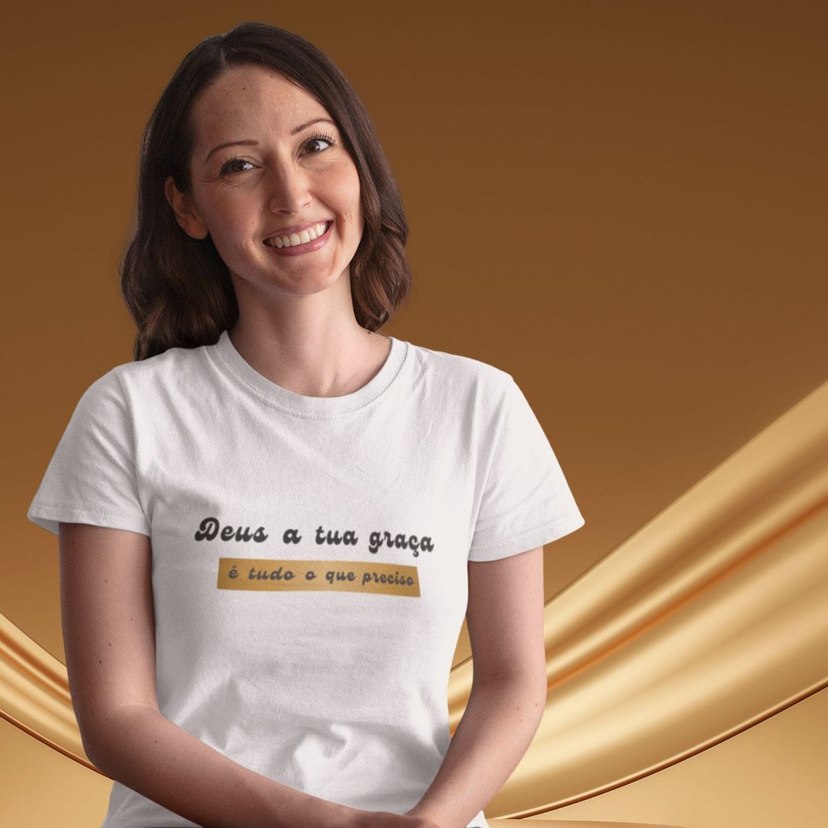 Nome do produto: Camiseta Feminina Baby Long Deus Tua Graça É Tudo O Que Preciso