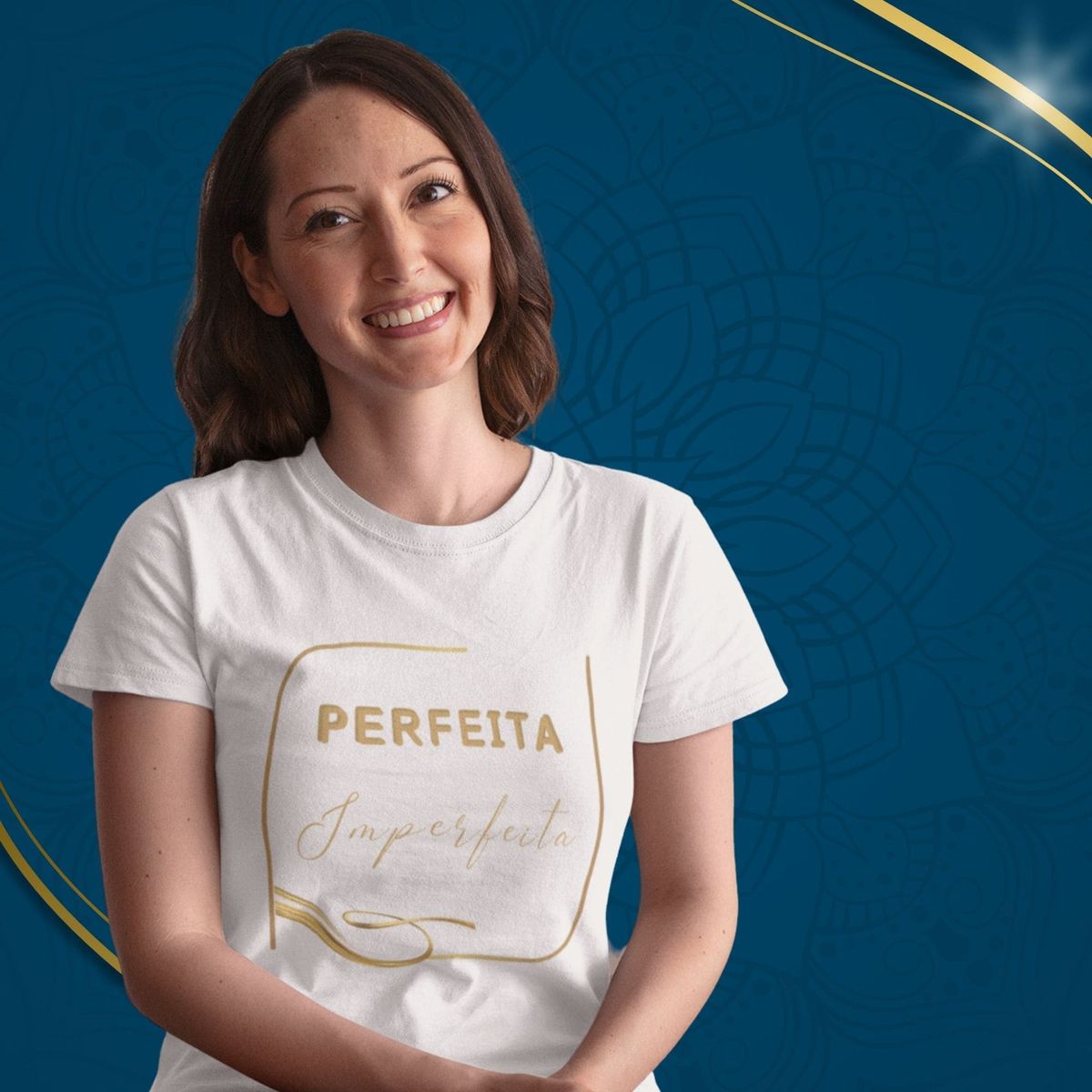 Nome do produto: Camiseta Feminina Baby Long Perfeita Imperfeita