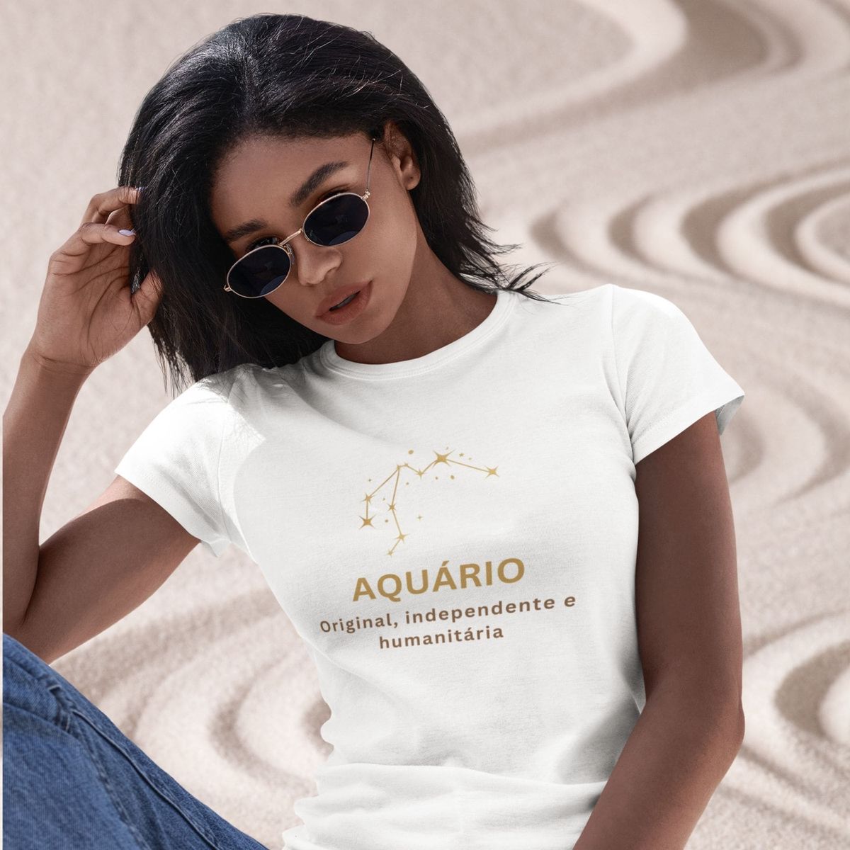 Nome do produto: Camiseta Feminina Baby Long Signo-Aquário