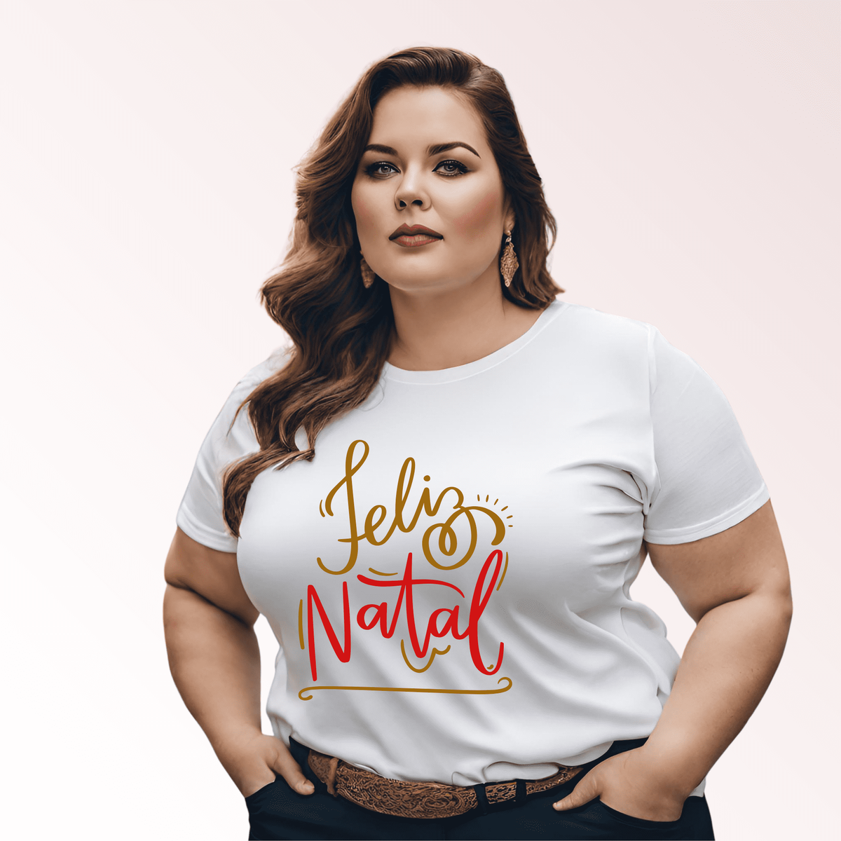 Nome do produto: Camiseta Feminina Plus Size Coleção Fim De Ano