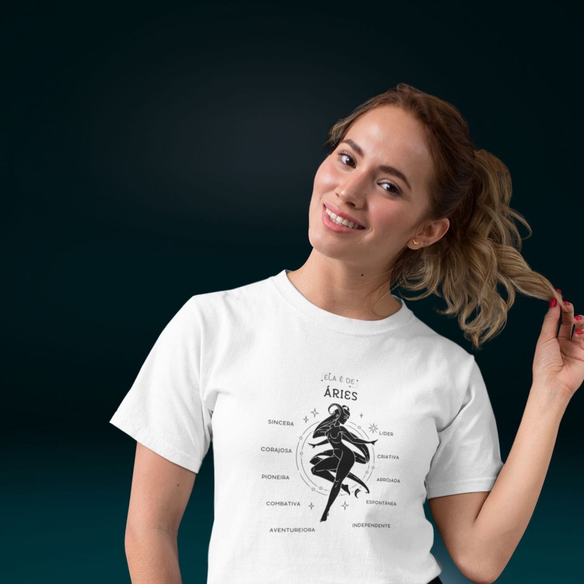 Nome do produto: Camiseta Feminina T-shirt Signo-Áries