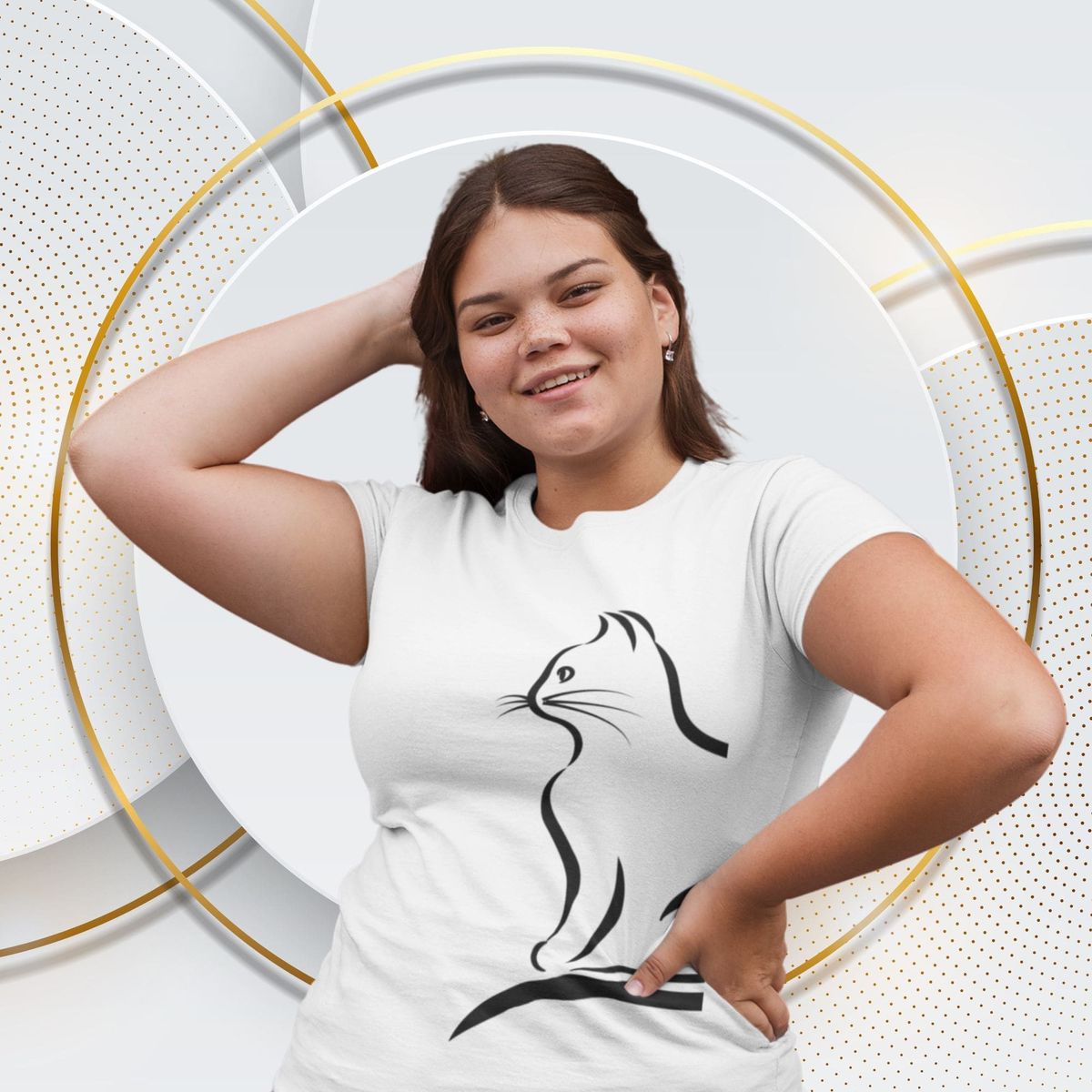 Nome do produto: Camiseta Feminina Plus Size Cat