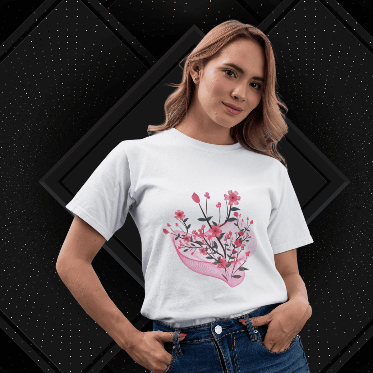 Nome do produto: Camiseta Feminina T-shirt Flores
