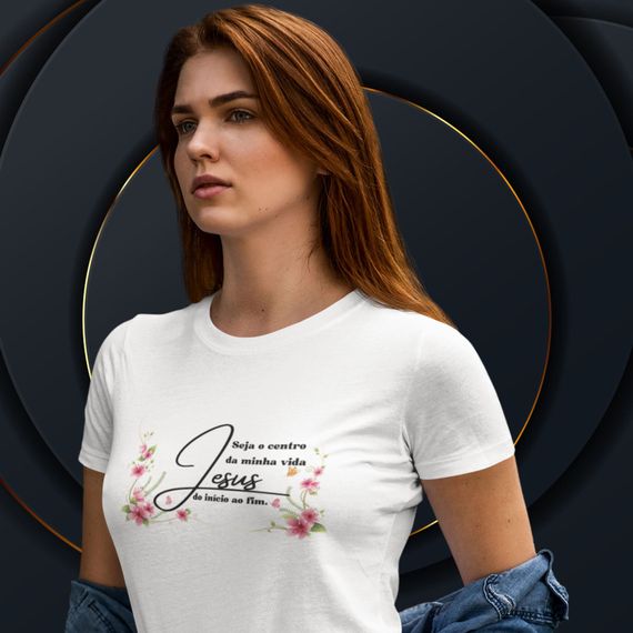 Camiseta Feminina Baby Long Jesus Do Início Ao Fim