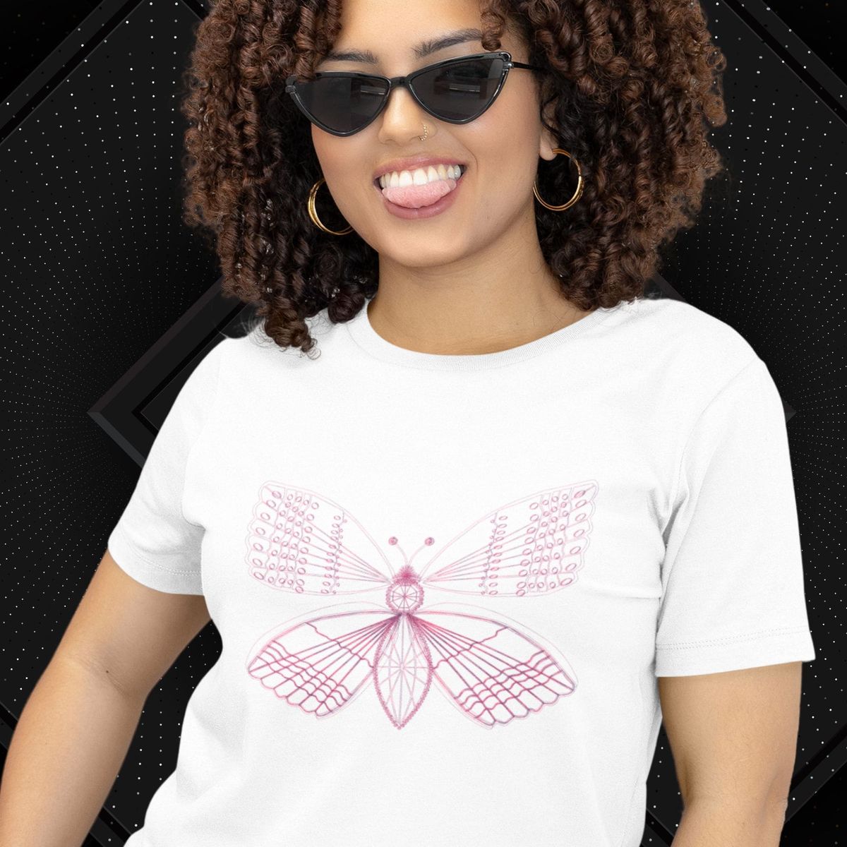 Nome do produto: Camiseta Feminina T-shirt Borboleta