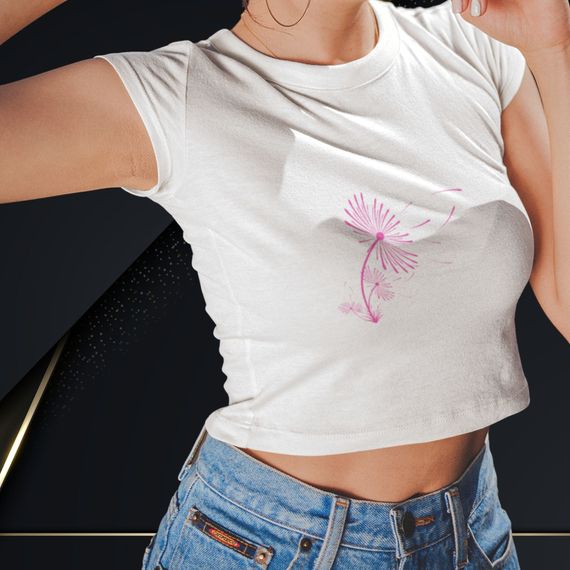 Camiseta Feminina Cropped Flores