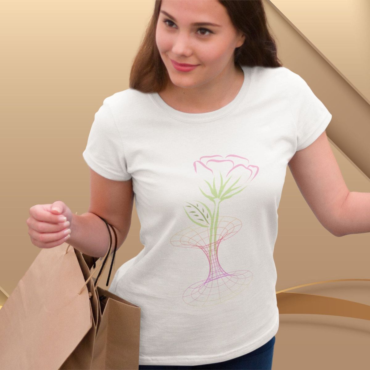 Nome do produto: Camiseta Feminina Baby Long Flores