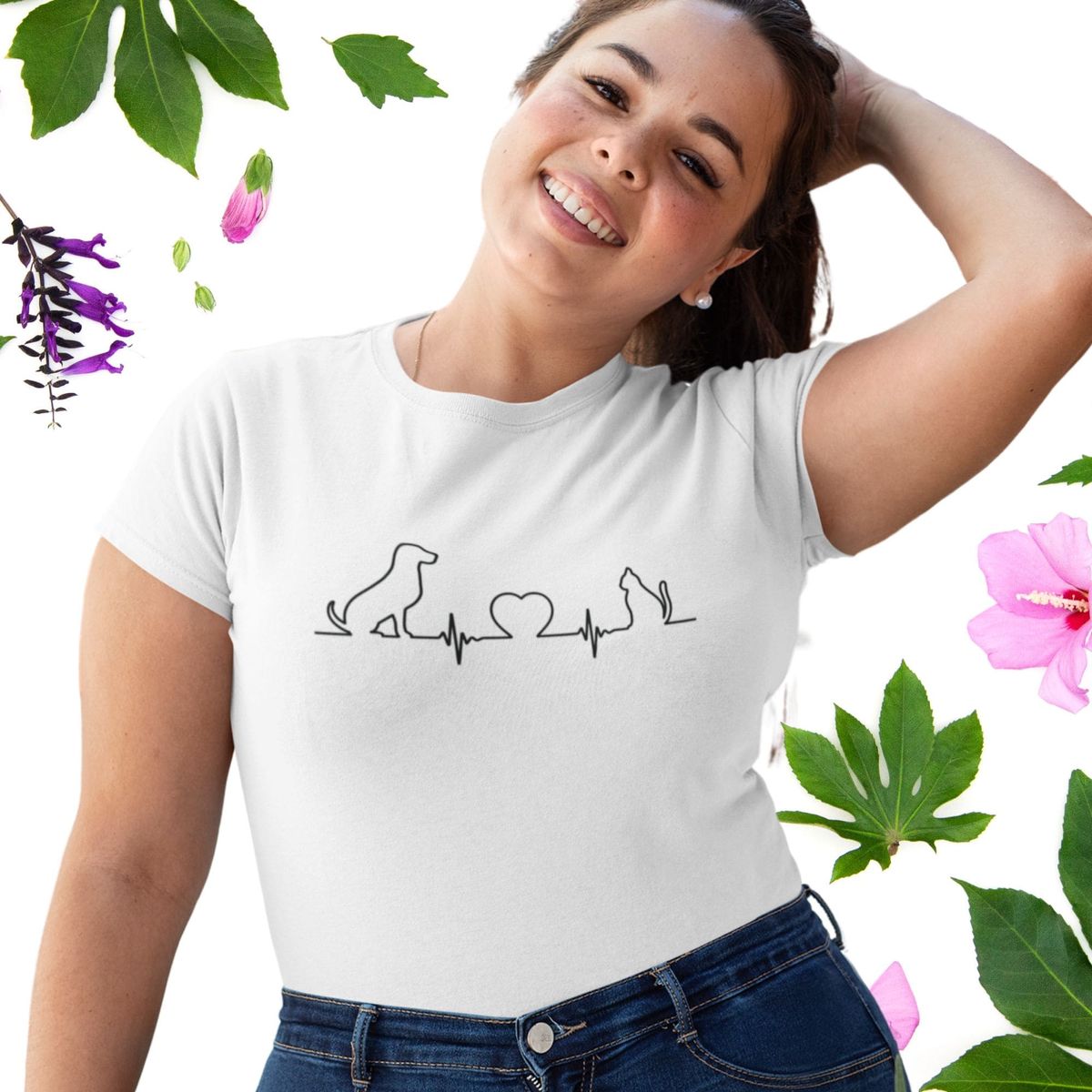 Nome do produto: Camiseta Feminina Plus Size Amor De Pets