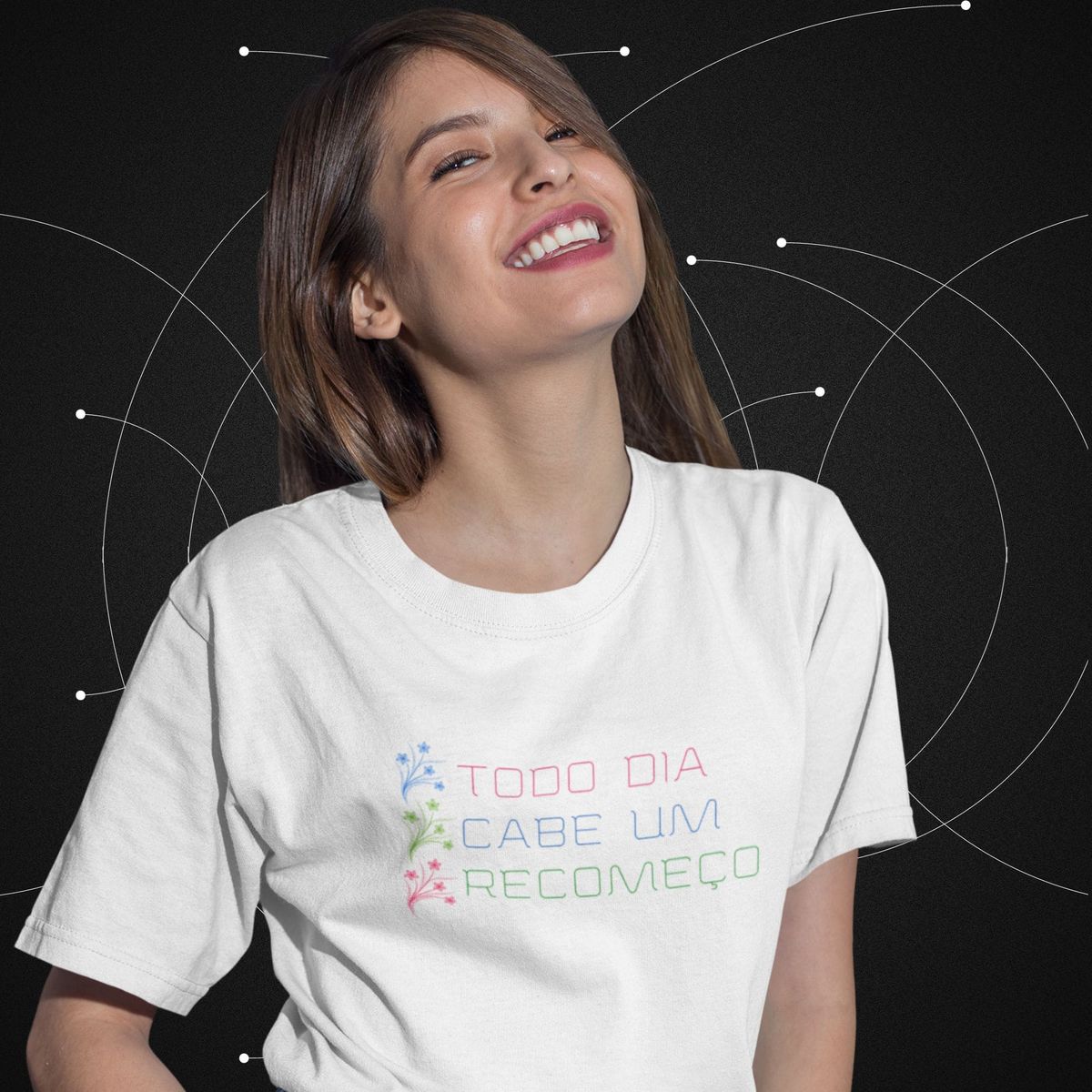 Nome do produto: Camiseta Feminina T-shirt Todo Dia Cabe Um Recomeço