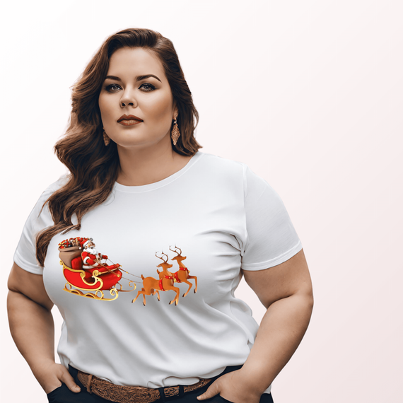 Camiseta Feminina Plus Size Coleção Fim De Ano