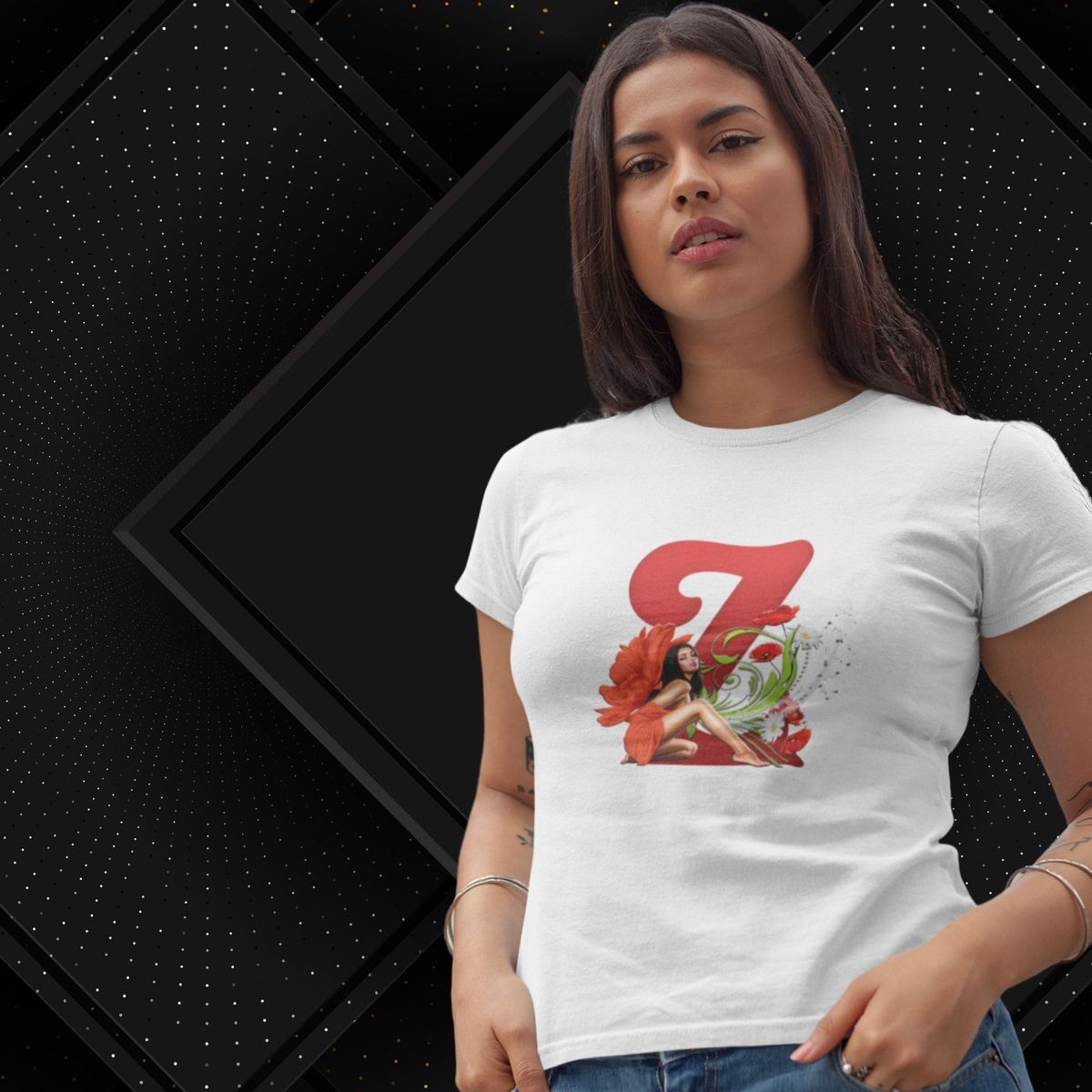 Nome do produto: Camiseta Feminina Baby Long Letra-Z