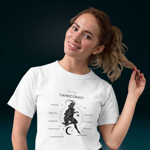 Camiseta Feminina T-shirt Signo-Capricórnio
