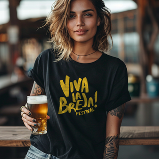 Camiseta Preta Viva La Breja - Unissex