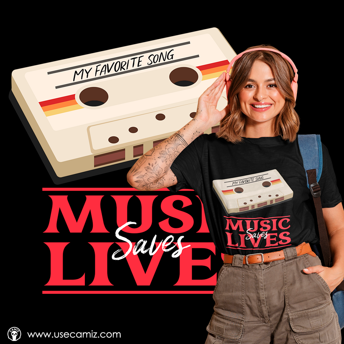 Nome do produto: Camiseta Classic - Música salva Vidas  (PROMOÇÃO CAMIZ)