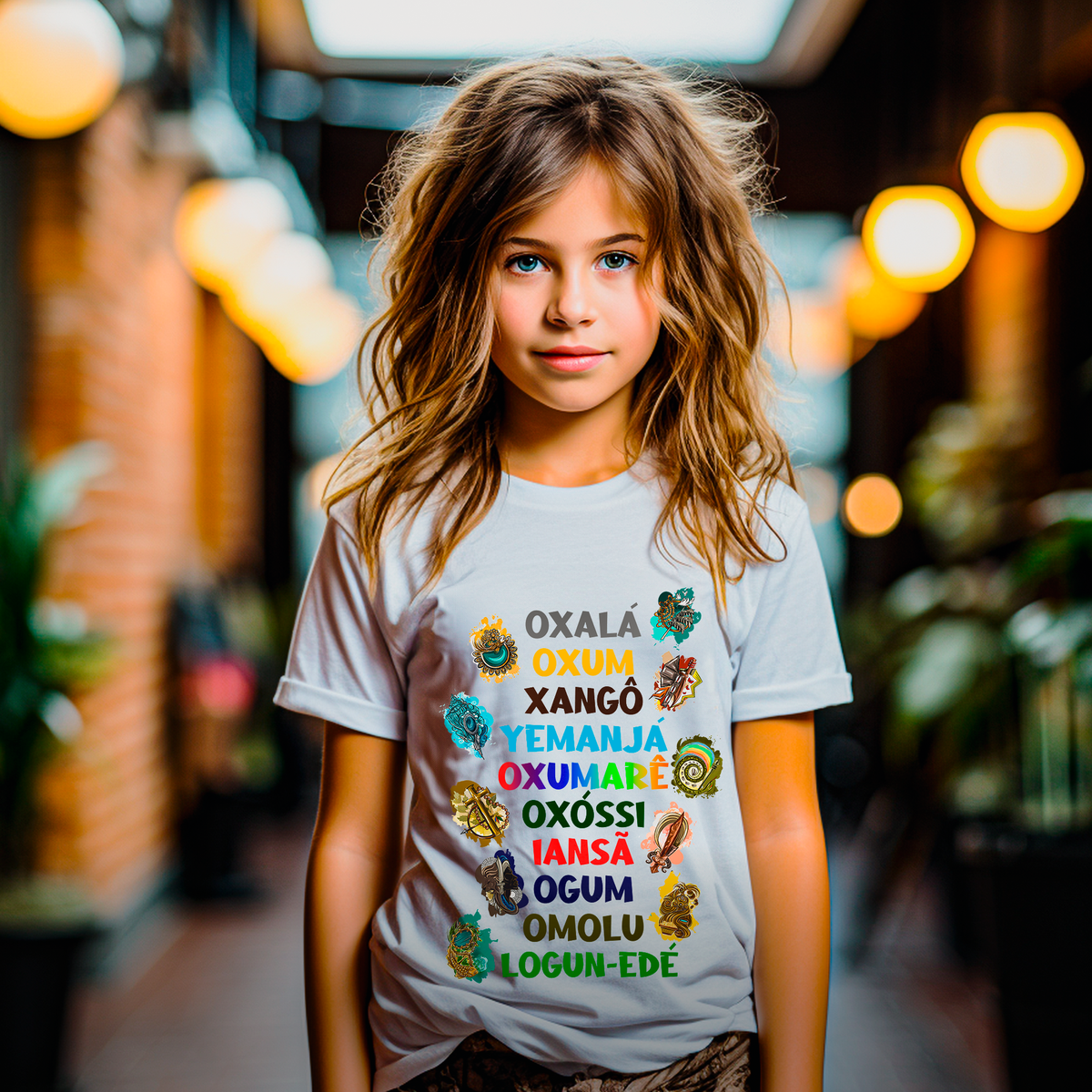 Nome do produto: Camiseta Infantil - Orisás 10 a 14 anos