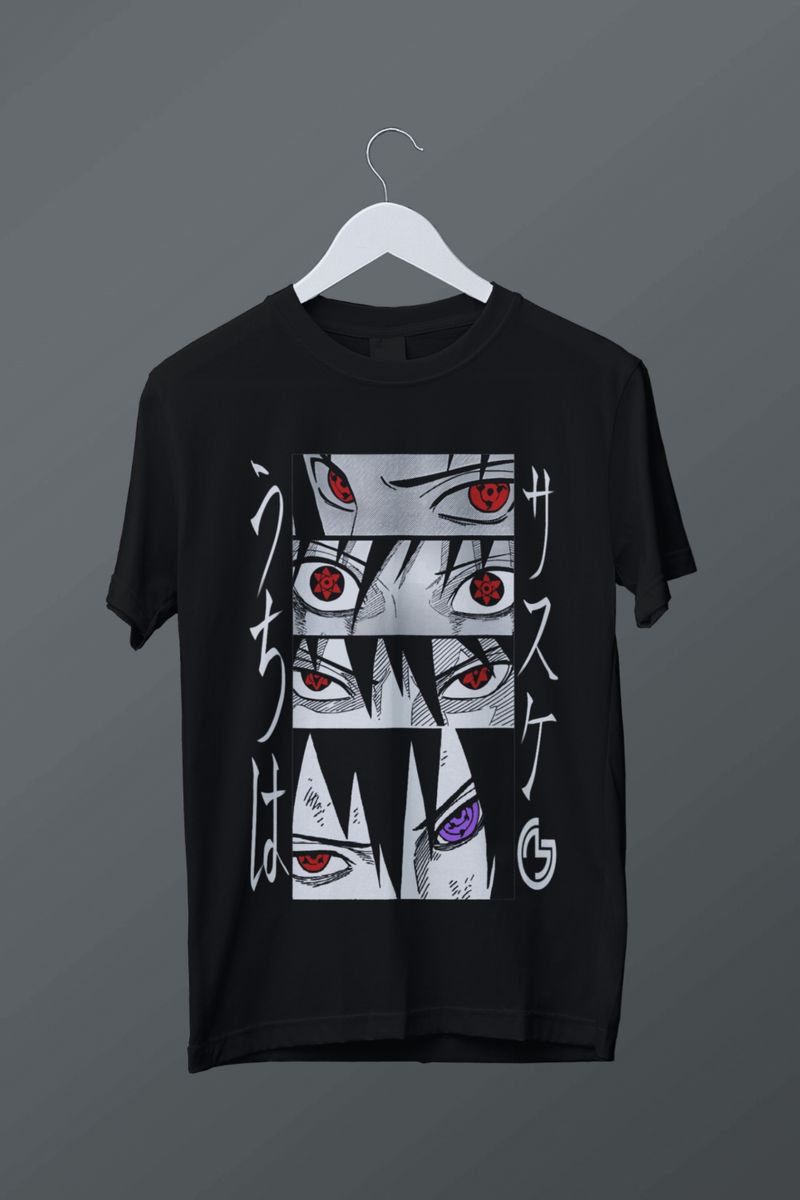 Nome do produto: T-shirt plus size Uchiha Sasuke (branca)