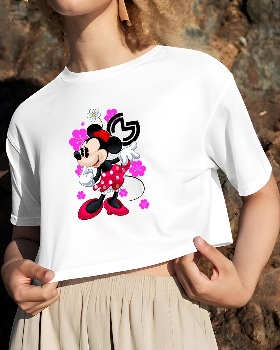 Nome do produto: Camisa cropped Minnie Flowers