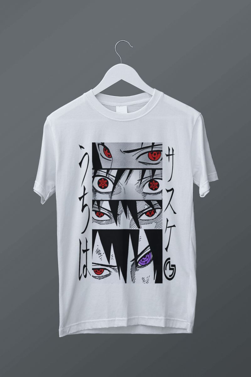 Nome do produto: T-shirt plus size Uchiha Sasuke (preta)