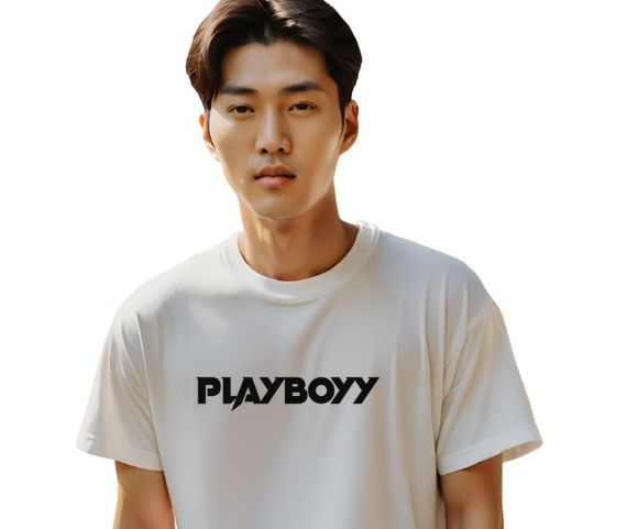 PLAYBOYY Camiseta Branca e Cinza