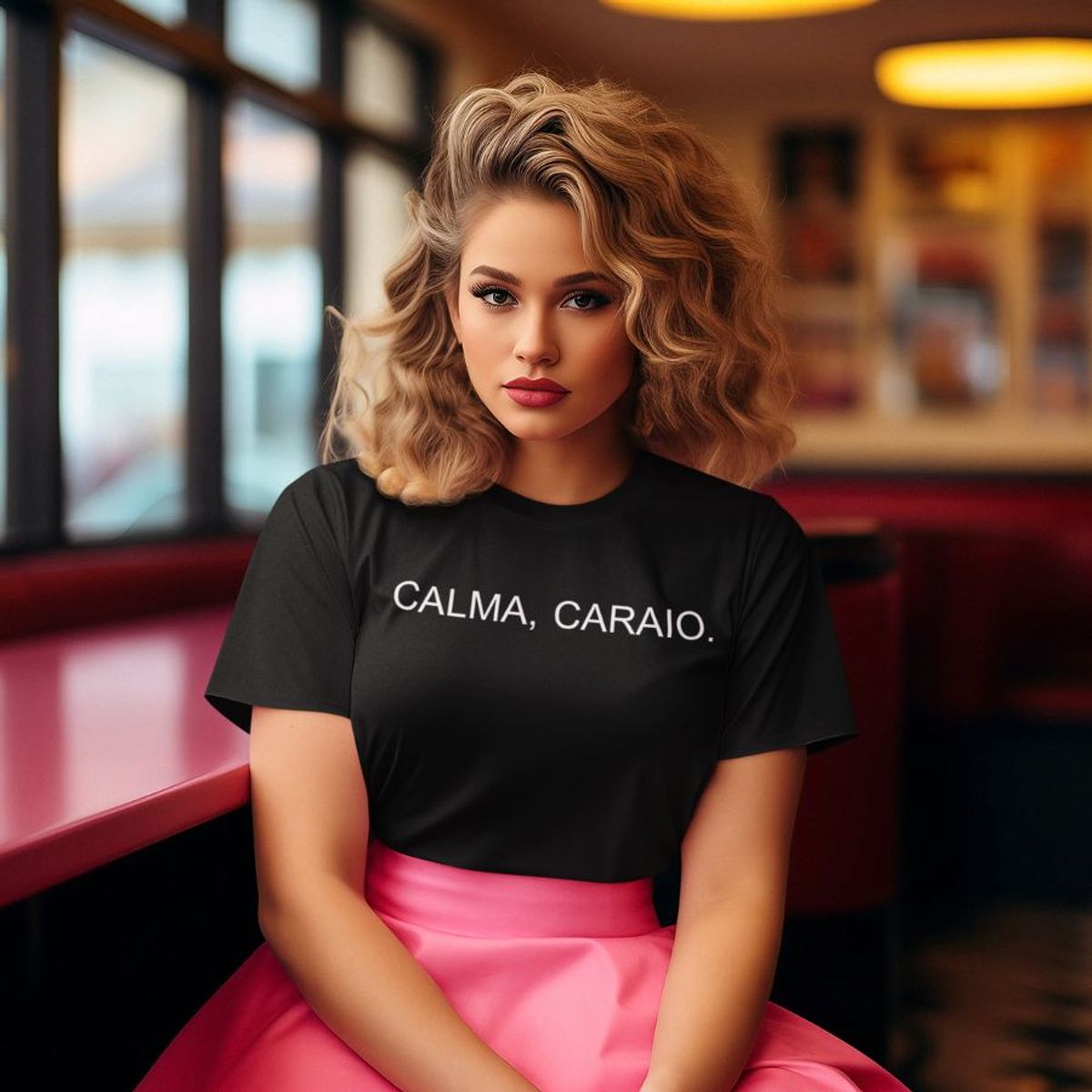 Nome do produto: Camiseta CALMA, CARAIO. Feminino