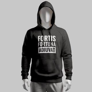 Casaco militar moletom com capuz e bolso canguru Fortis Fortuna Adiuvat