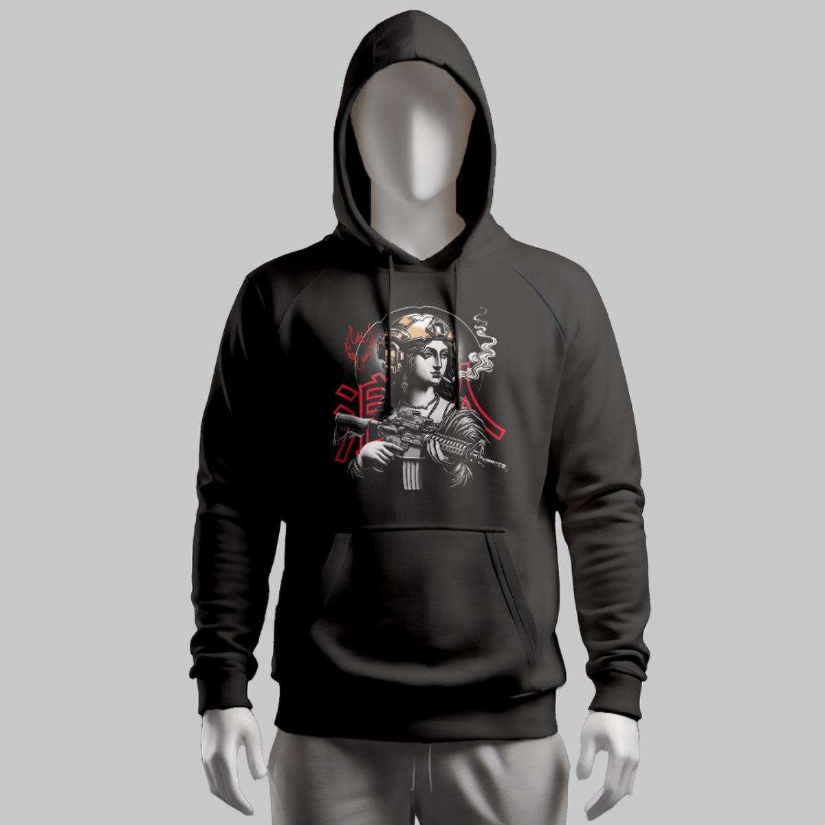 Nome do produto: Casaco miltiar de moletom com capuz e bolso canguru MonaLisa Tactical Ronin Apparel 