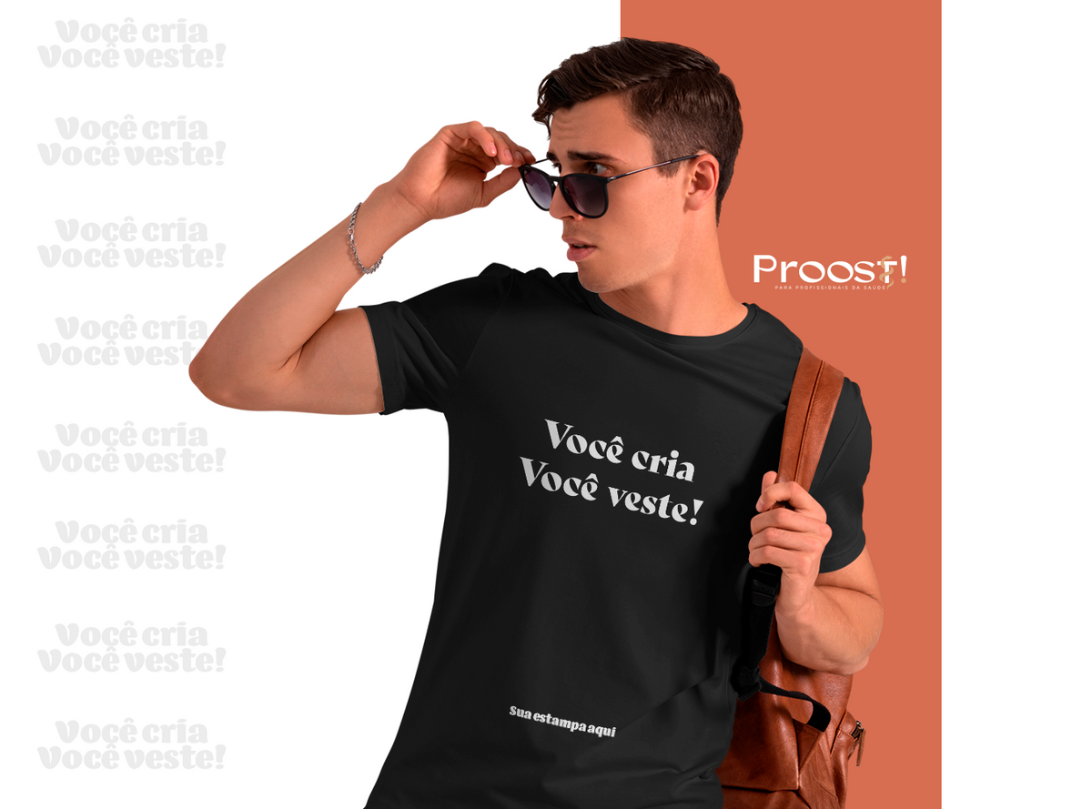Nome do produto: Você cria, você veste! Camiseta Básica| Masculina Preta