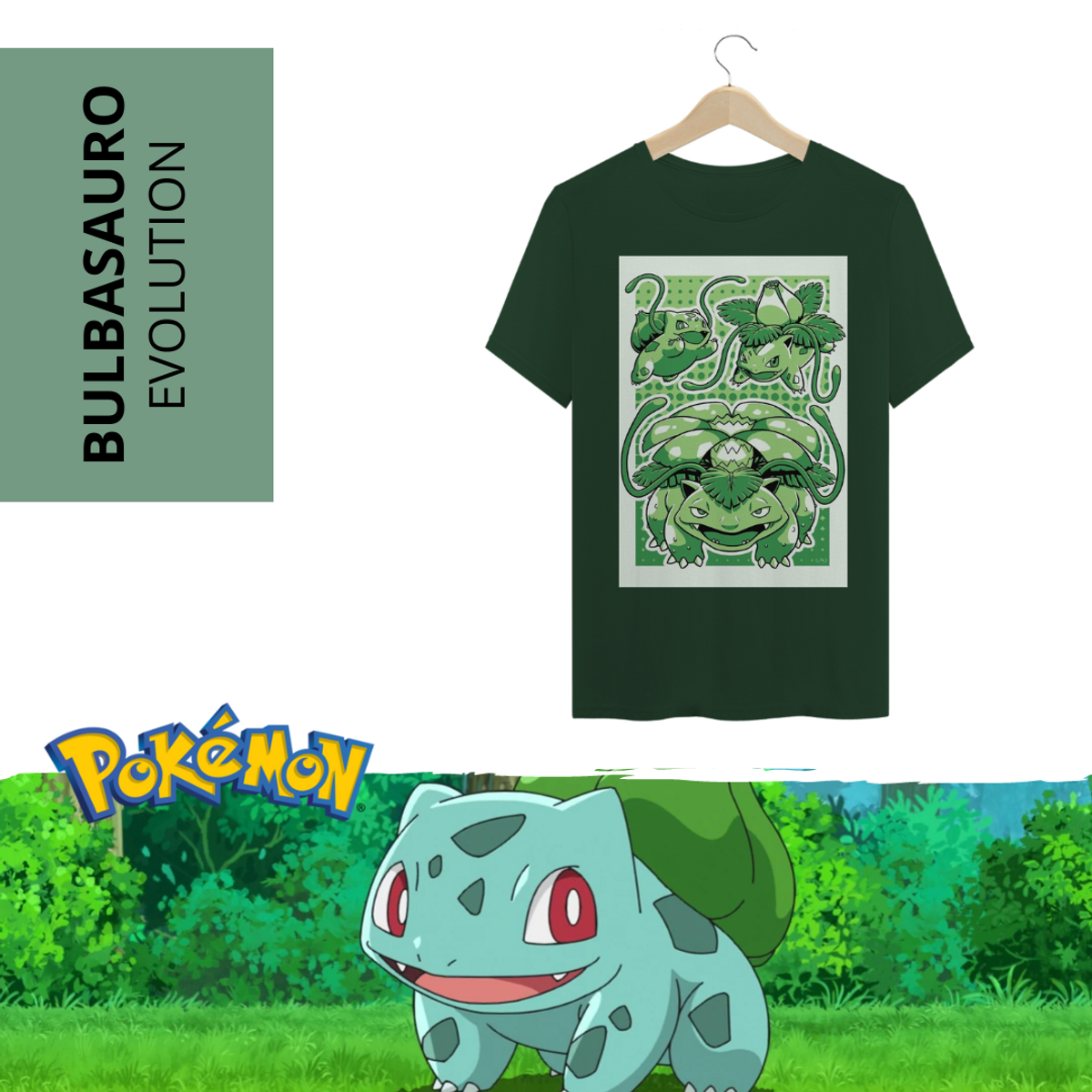 Nome do produto: Camiseta Bulbasauro Evolution